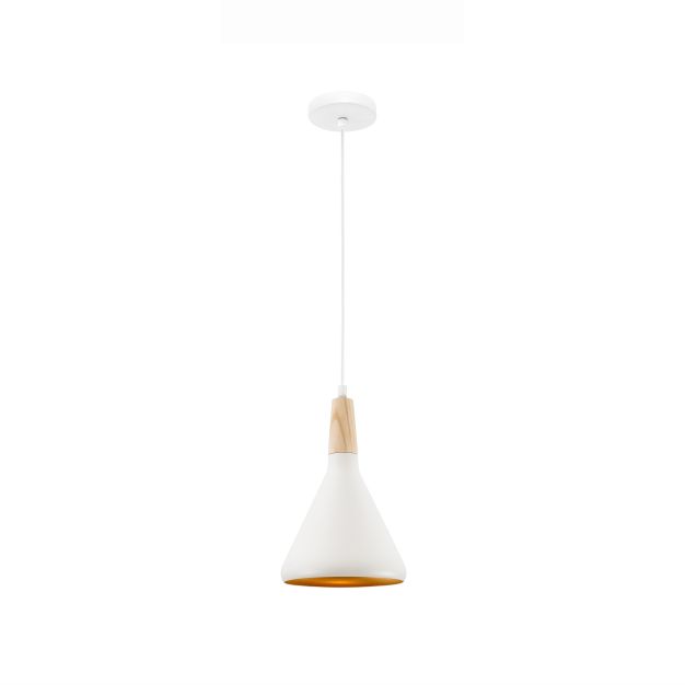 Nova Luce Juno - lampe suspendue - Ø 18 x 140 cm - blanc et or