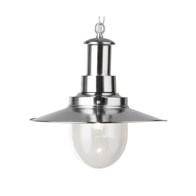 Searchlight Fisherman - lampe suspendue - Ø 39 x 94 cm - argent satiné