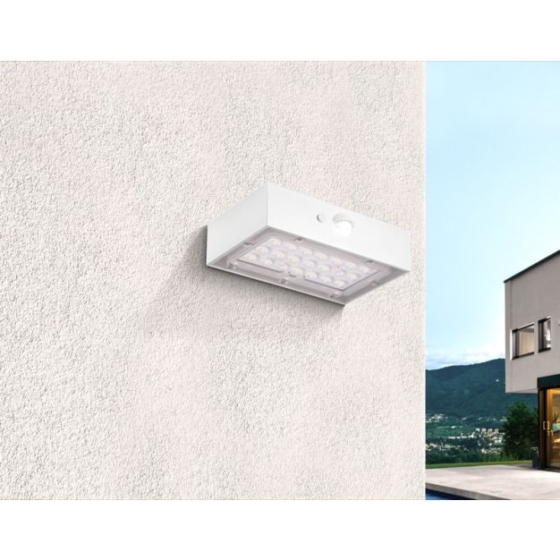 Century Italia Domino MINI - Applique solaire extérieure avec capteur - 9 x 3,5 x 13,7 cm - 3W LED incl. - IP65 - blanc