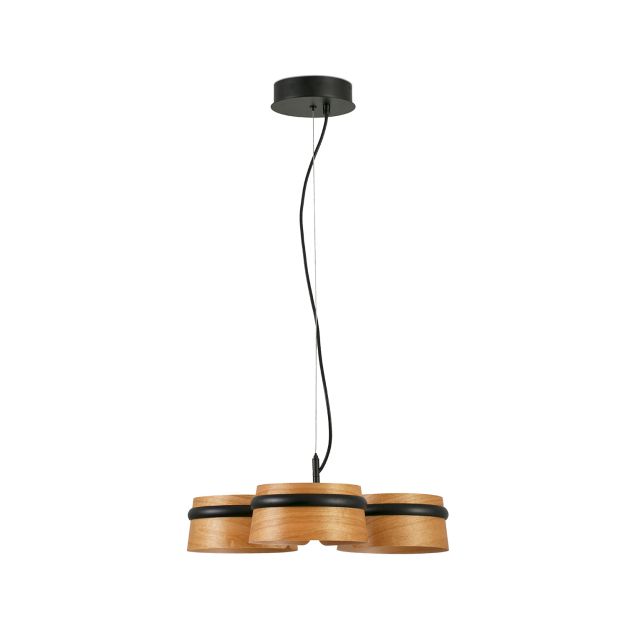 Faro Loop - lampe suspendue - Ø 52 x 9 cm - 3 x 6W LED incl. - brun