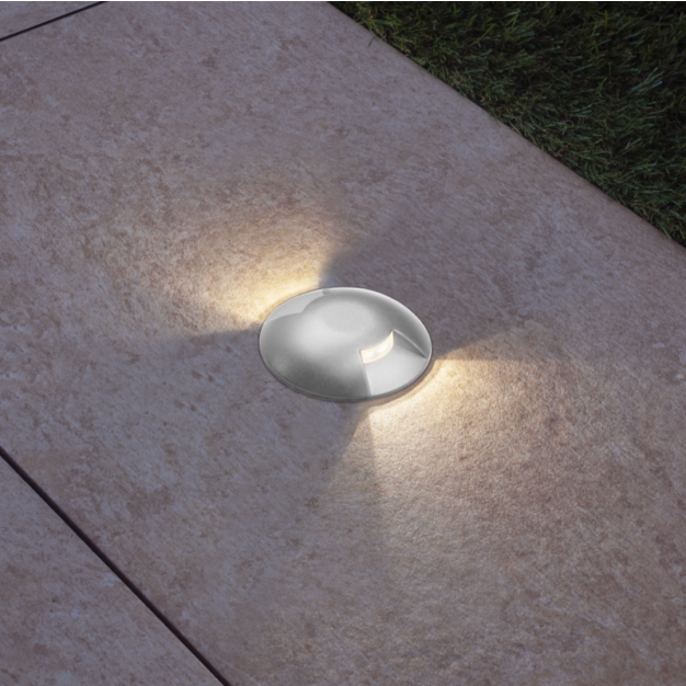 Century Italia Argo - spot au sol avec 2 fenêtres - Ø5,8 x 6,5 cm - 0,75W LED incl - 3000K - IP67 - gris