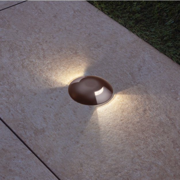 Century Italia Argo - spot au sol avec 2 fenêtres - Ø5,8 x 6,5 cm - 0,75W LED incl - 3000K - IP67 - marron