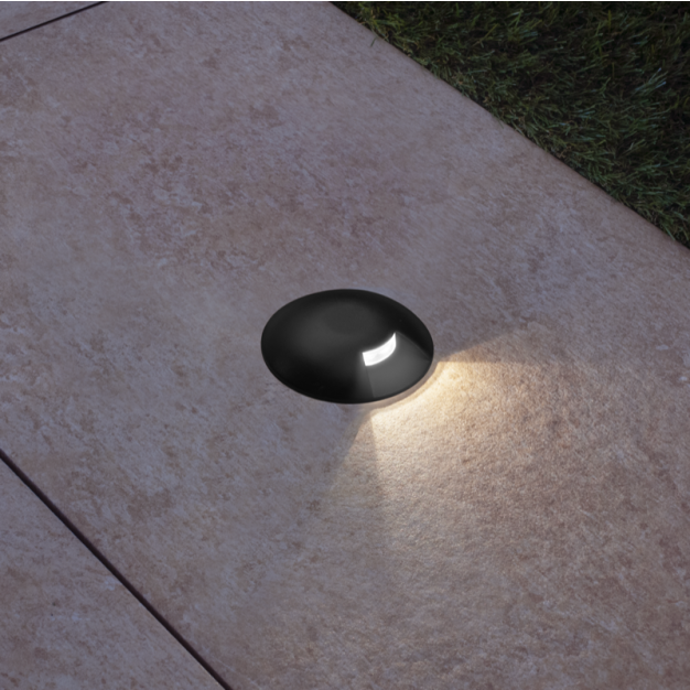 Century Italia Argo - spot au sol avec 1 fenêtre - Ø5,8 x 6,5 cm - 0,75W LED incl - 3000K - IP67 - noir