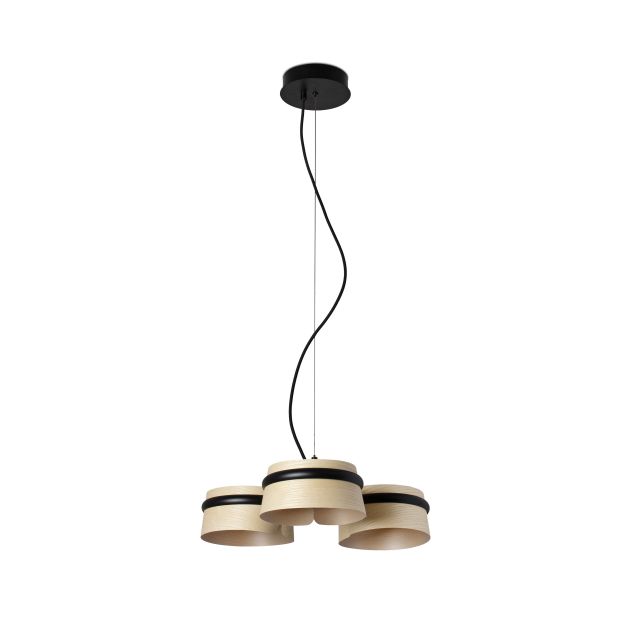 Faro Loop - lampe suspendue - Ø 52 x 9 cm - 3 x 6W LED incl. - brun clair