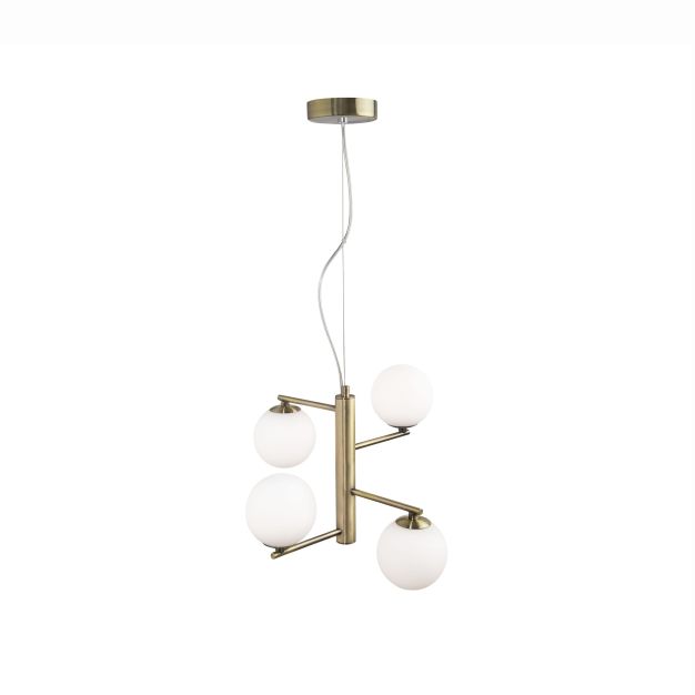 Nova Luce Agrigento - lampe suspendue - Ø 35 x 150 cm - opale et laiton antique