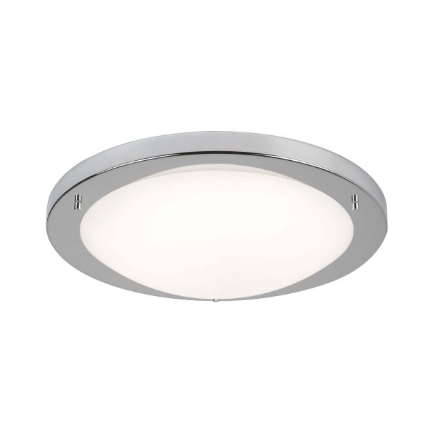 Searchlight LED Flush - plafonnier de salle de bains - Ø 41 x 9 cm - 20W LED incl. - IP44 - argent satiné et blanc