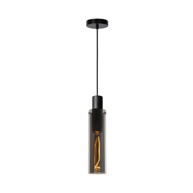 Lucide Orlando - lampe suspendue - Ø 10 x 170 cm - gris fumée et noir