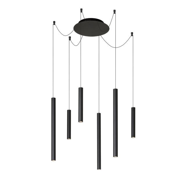 Lucide Lorenz - lampe suspendue - 120 x 120 x 130 cm - 6 x 4W LED dimmable incl - noir