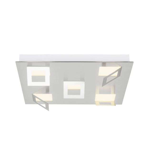 Brilliant Door Square - spot en saillie - 51 x 51 x 10 cm - 5 x 9W LED dimmable incl - nickel satiné