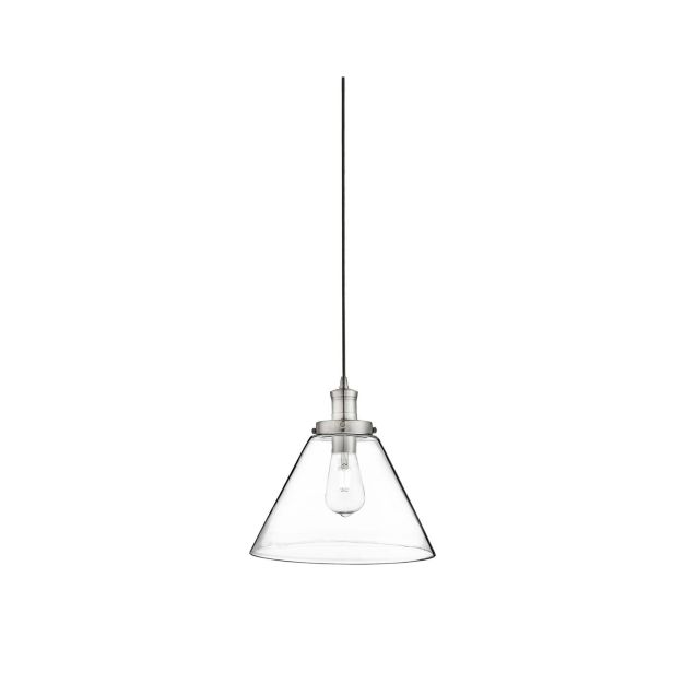 Searchlight Pyramid - lampe suspendue - Ø 29 x 100 cm - transparent et argent satiné