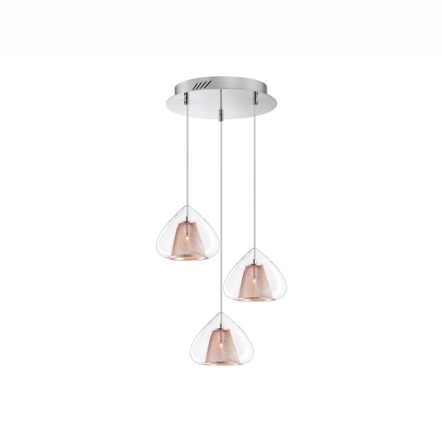 Nova Luce Flam - lampe suspendue - Ø 33 x 120 cm - or rose et chrome