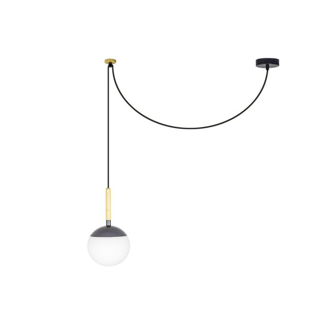 Faro Mine - lampe suspendue - Ø 18,5 x 35 cm - gris foncé - verre