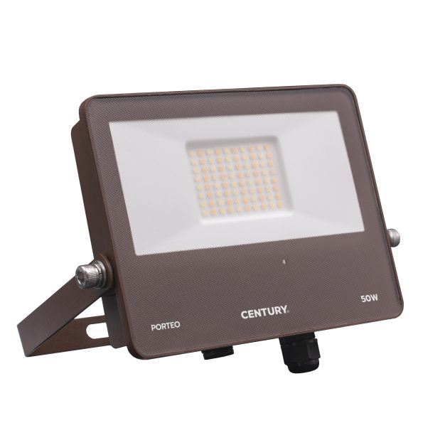 Century Italia Porteo CCT - spot avec détecteur - 22,7 x 20,5 x 3,6 cm - 50W LED incl - couleur de lumière réglable - IP65 - brun