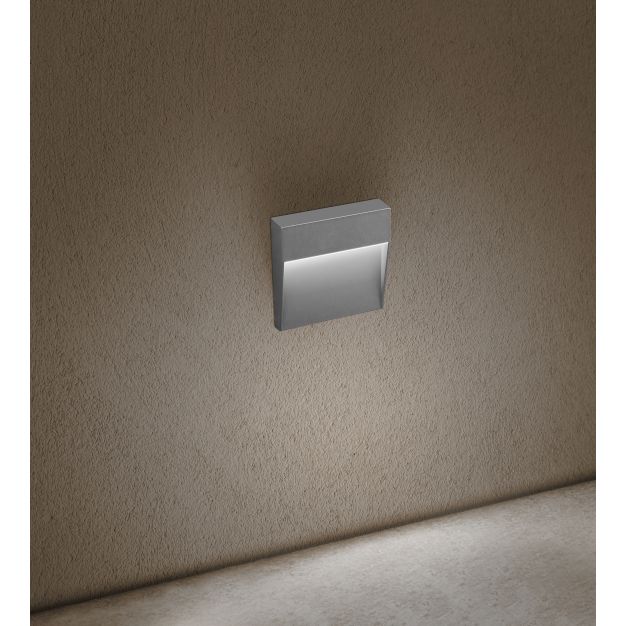 Century Italia Paseo - applique murale extérieure - 10,5 x 10,5 x 2,4 cm - 4W LED incl. - IP54 - gris