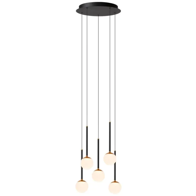 Lucide Calina - lampe suspendue - Ø 42 x 169,3 cm - 5 x 8,2W LED dimmable incl - noir