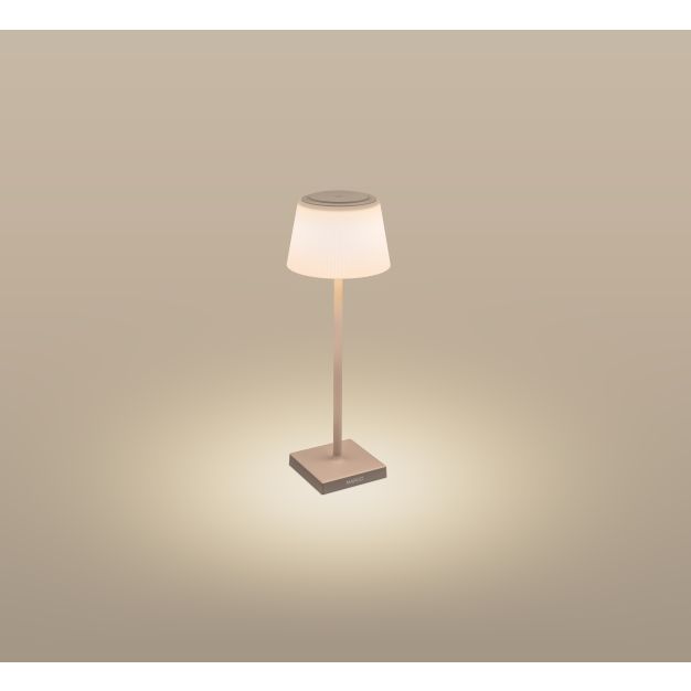 Century Italia Margò - lampe de table d'extérieur rechargeable - Ø 13 x 38 cm - 4W dimmable LED incl - IP54 - sable