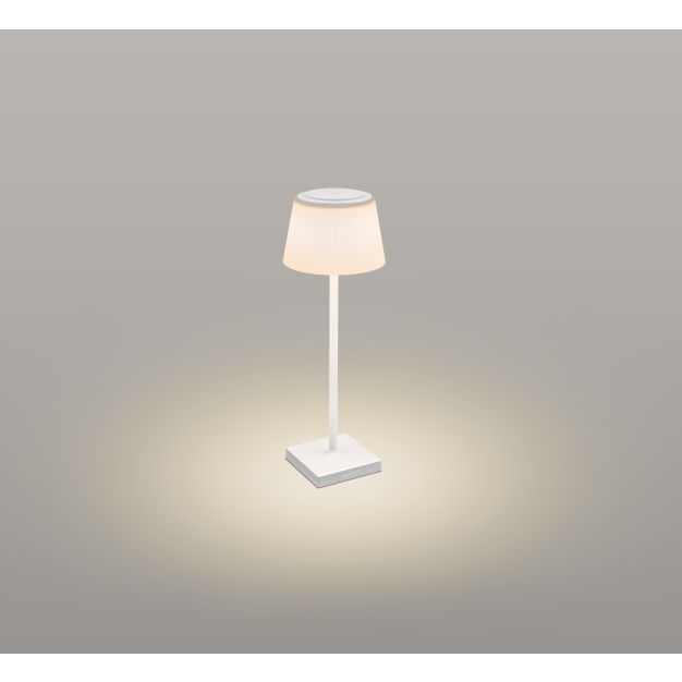 Century Italia Margò - lampe de table d'extérieur rechargeable - Ø 13 x 38 cm - 4W LED dimmable incl. - IP54 - blanc