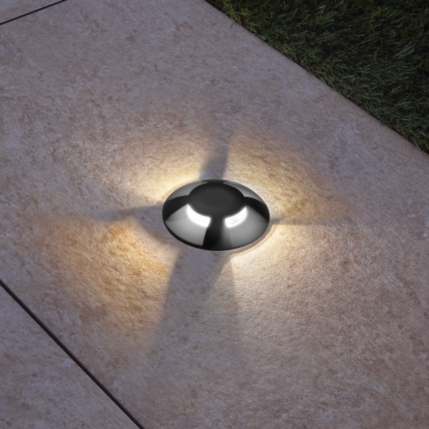 Century Italia Argo - spot de sol avec 4 fenêtres - Ø5,8 x 6,5 cm - 0,75W LED incl - 3000K - IP67 - noir