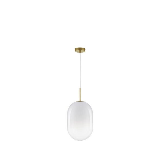 Nova Luce Chrysi - lampe suspendue - Ø 24 x 120 cm - laiton doré et blanc