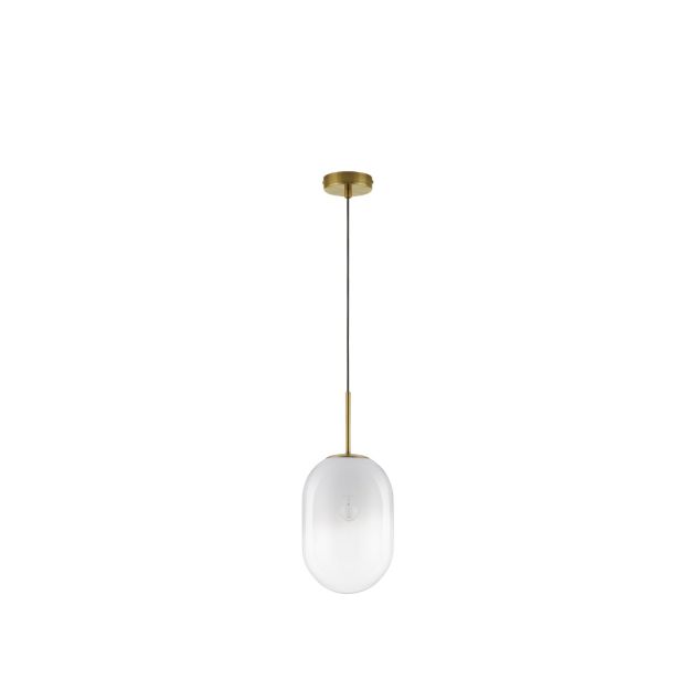 Nova Luce Chrysi - lampe suspendue - Ø 18 x 120 cm - laiton doré et blanc