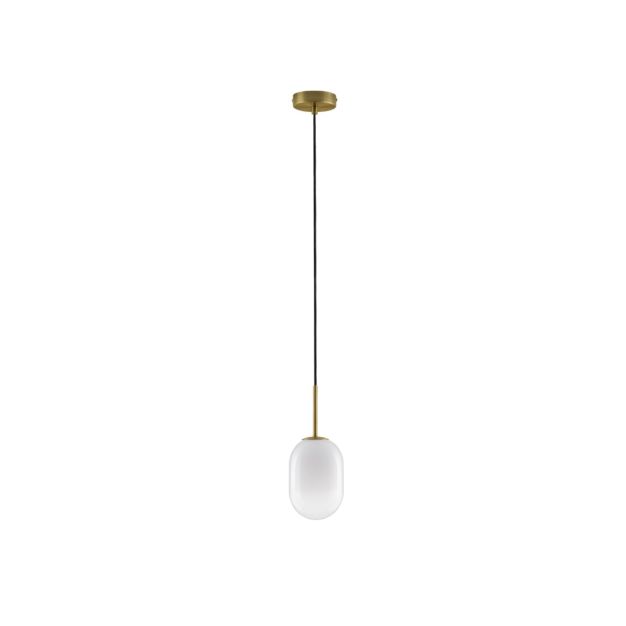 Nova Luce Chrysi - lampe suspendue - Ø 12 x 120 cm - laiton doré et blanc