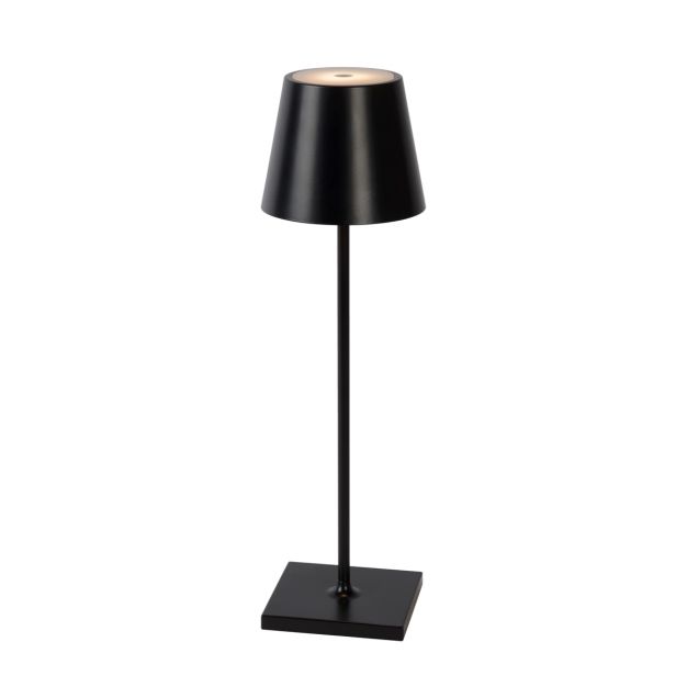 Lucide Justin - lampe de table d'extérieur rechargeable - gradateur à 3 niveaux - Ø 11 x 38 cm - 2,2W LED dimmable incl - IP54 - noir