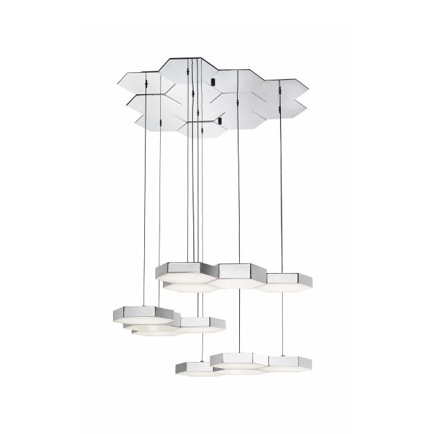 Nova Luce Pettine - lampe suspendue - 51 x 48 x 120 cm - 60W LED incl. - or satiné