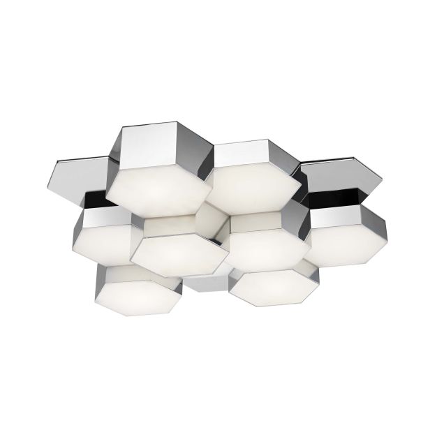 Nova Luce Pettine - plafonnier - 50,8 x 47,7 x 11,9 cm - 43,2W LED incl. - chrome