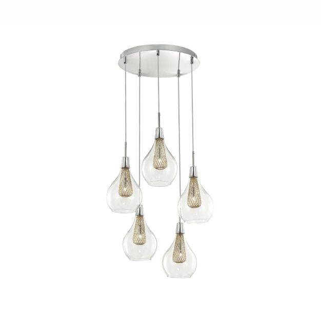 Nova Luce Filo - lampe suspendue - Ø 37 x 120 cm - chrome et or