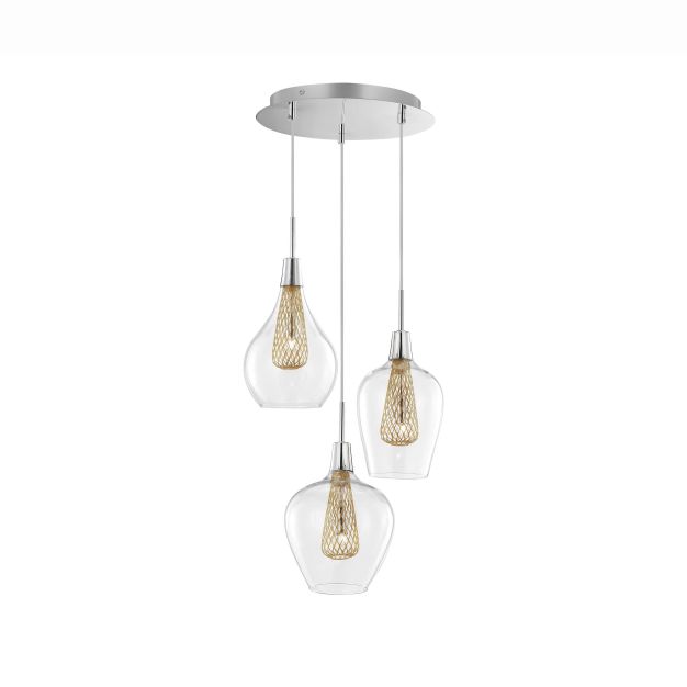 Nova Luce Filo - lampe suspendue - Ø 30 x 120 cm - chrome et or