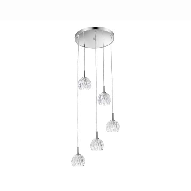 Nova Luce Lara - lampe suspendue - Ø 33 x 120 cm - transparent et chrome