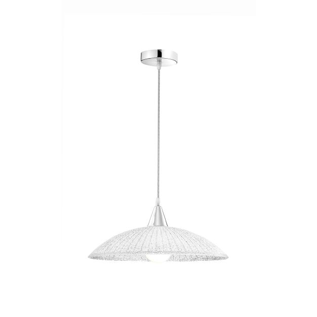 Nova Luce Shell - lampe suspendue - Ø 40 x 100 cm - blanc et chrome