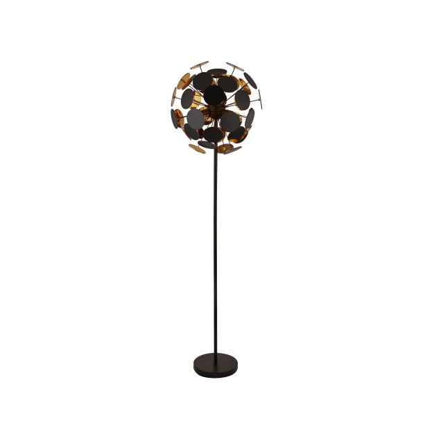 Searchlight Discus - lampadaire - Ø 50 x 162 cm - noir et or