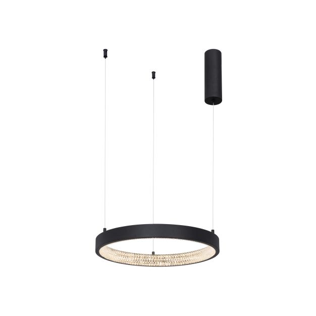 Nova Luce Preston - lampe suspendue - Ø 40 x 120 cm - 25W LED dimmable incl - sand black