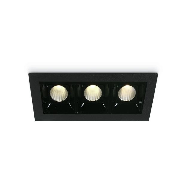 ONE Light Shop Square Boxes - spot encastré - 106 x 45 mm, 97 x 36 mm taille d'encastrement - 3 x 2W LED dimmable incl. - noir