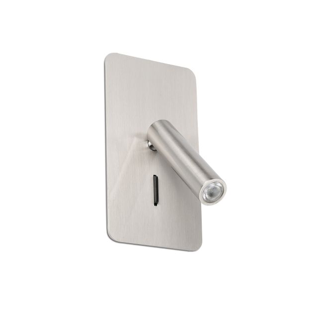 Faro Suau - applique murale avec interrupteur - 9,5 x 17 cm - 3W LED incl. - nickel satiné