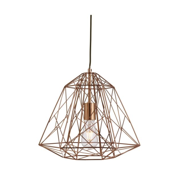 Searchlight Geometric Cage - lampe suspendue - Ø 39 x 120 cm - cuivre brillant