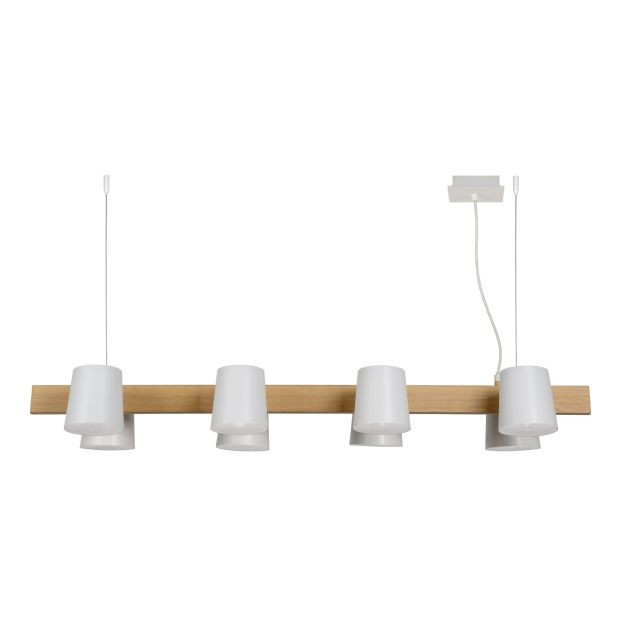 Lucide Noctorio - lampe suspendue - 120 x 35 x 142 cm - blanc et bois