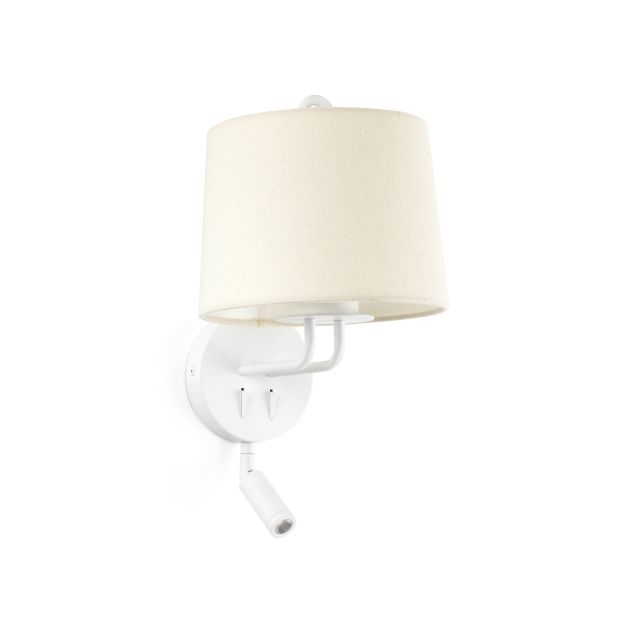 Faro Montreal - applique murale avec interrupteur - 21,5 x 19 x 39 cm - 3W LED incl. - blanc et beige