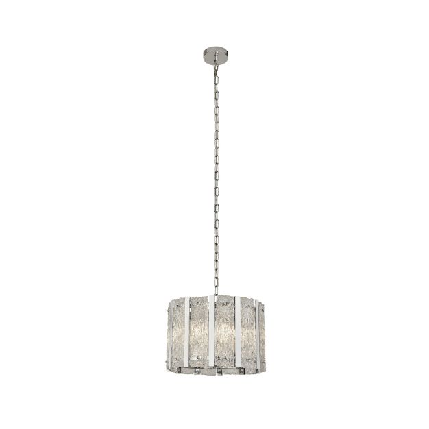 Searchlight Alexandra - lampe suspendue - Ø 39 x 150 cm - argent satiné