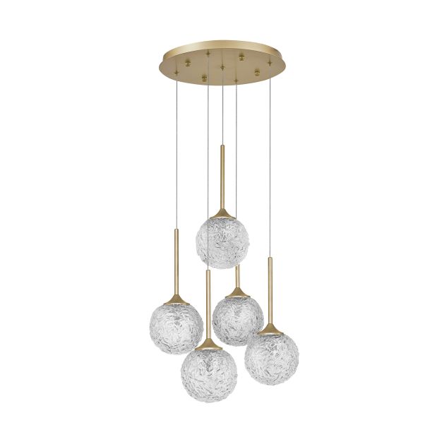 Nova Luce Mirano - lampe suspendue - Ø 42 x 180 cm - laiton doré et transparent