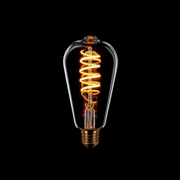 ETH Edison Spiral LED Filament ST64 - E27 - 3 niveaux de gradation - 7W - 1800K - transparent