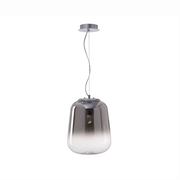 Nova Luce Oliverio - lampe suspendue - Ø 25 x 120 cm - verre fumé et chrome