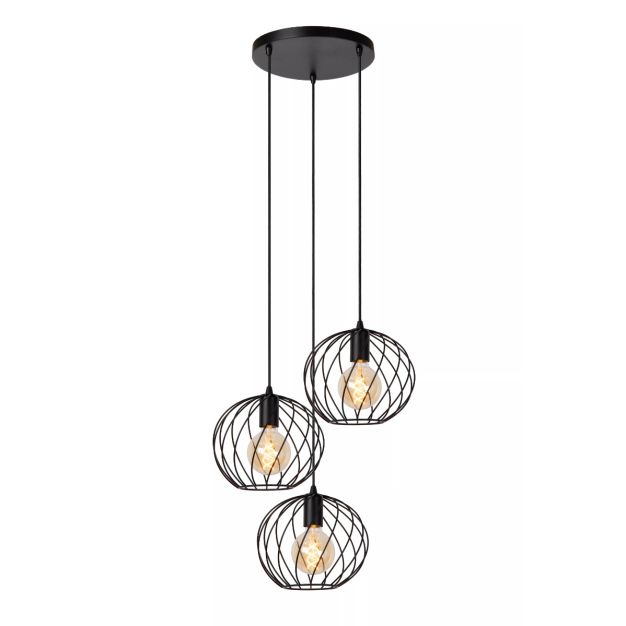 Lucide Danza - lampe suspendue - Ø 50 cm x 165 cm - noir