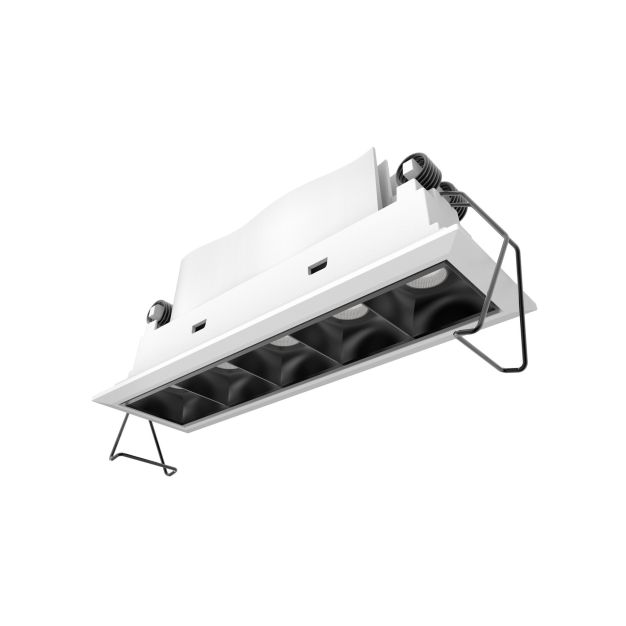 Nova Luce Swan - spot à encastrer - 150 x 45 mm, 142 x 40 mm encastré - 5 x 2W LED incl. - IP32 - blanc et noir