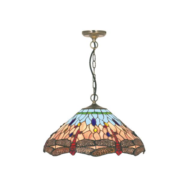 Searchlight Dragonfly - lampe suspendue - Ø 42 x 112 cm - multicolore