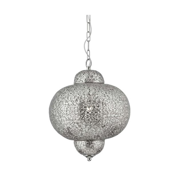 Searchlight Fretwork - lampe suspendue - Ø 29 x 88 cm - nickel poli