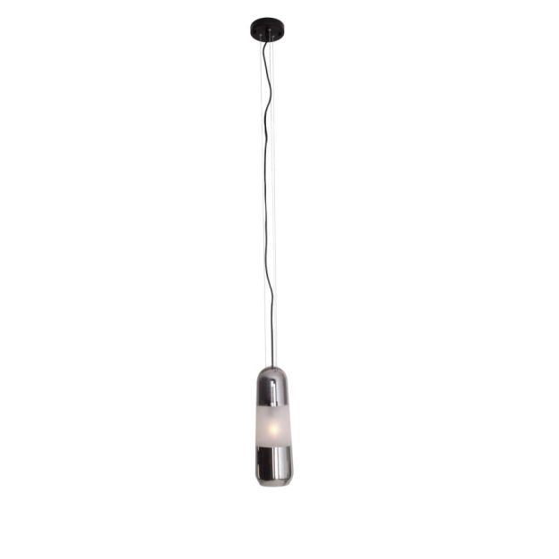 Maxlight Mauri - lampe suspendue - Ø 12,5 x 180 cm - noir et verre fumé