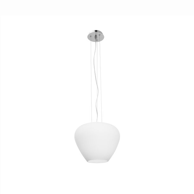 Nova Luce Nala - lampe suspendue - Ø 30 x 120 cm - opale et chrome