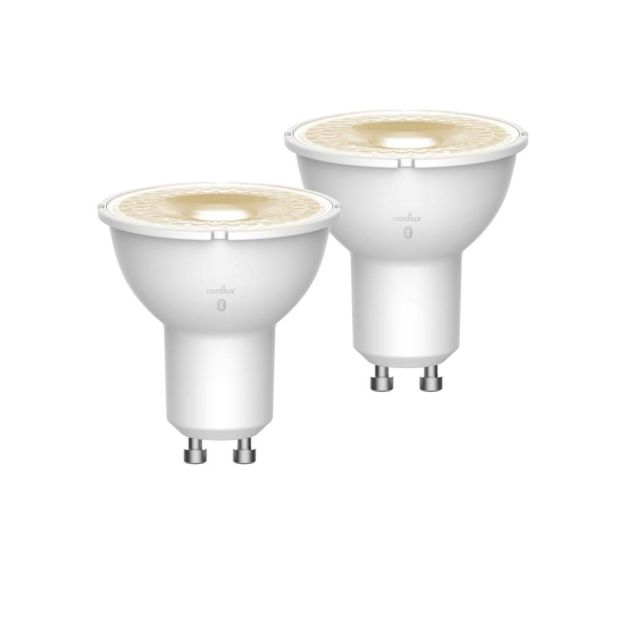 Nordlux Smart Spot LED - lot de 2 - éclairage intelligent - Ø 5 x 5,5 cm - GU10 - 4,5W - fonction de gradation et couleur de lumière réglable via l'app - blanc.